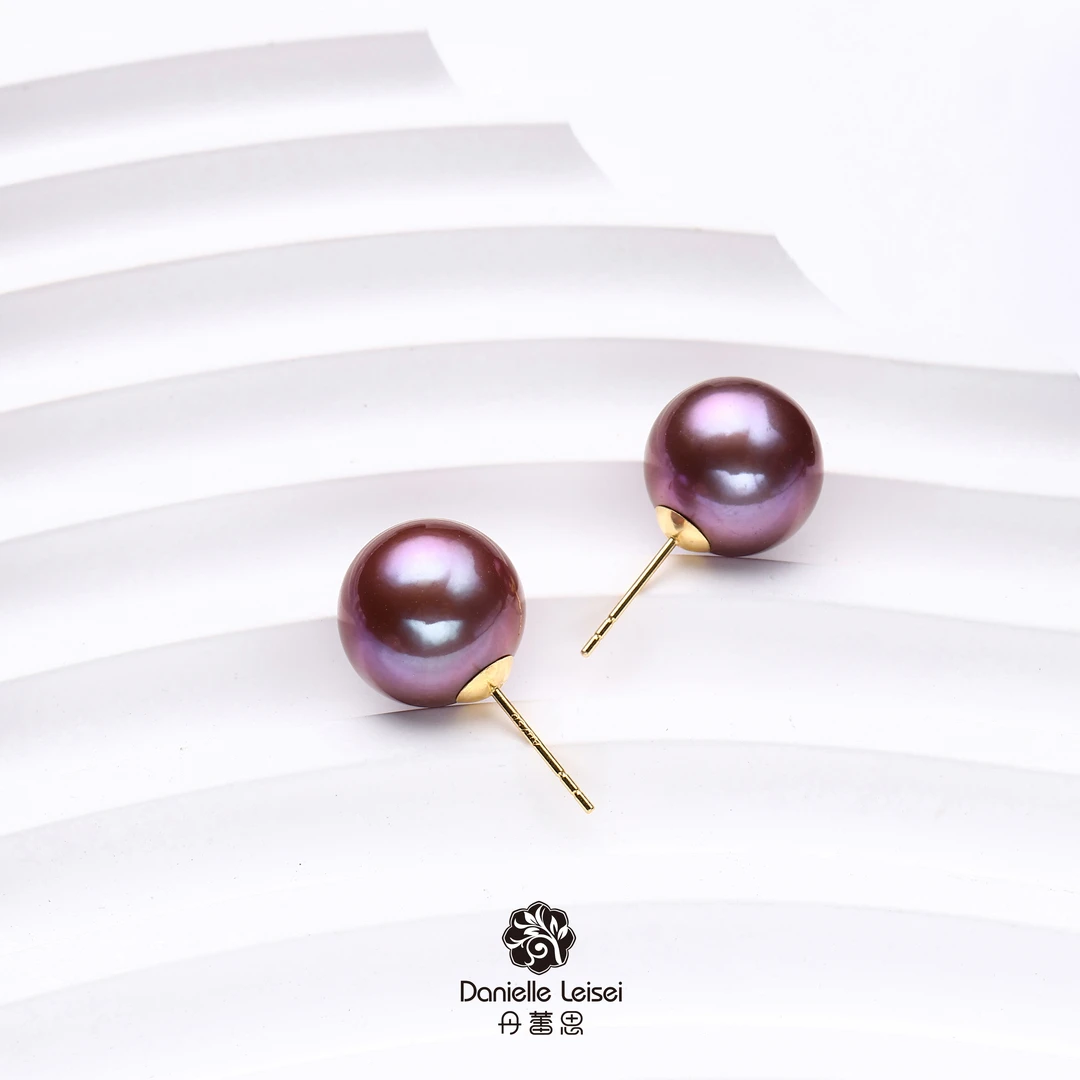 【大D】18K金/紫珠耳钉/11-12MM