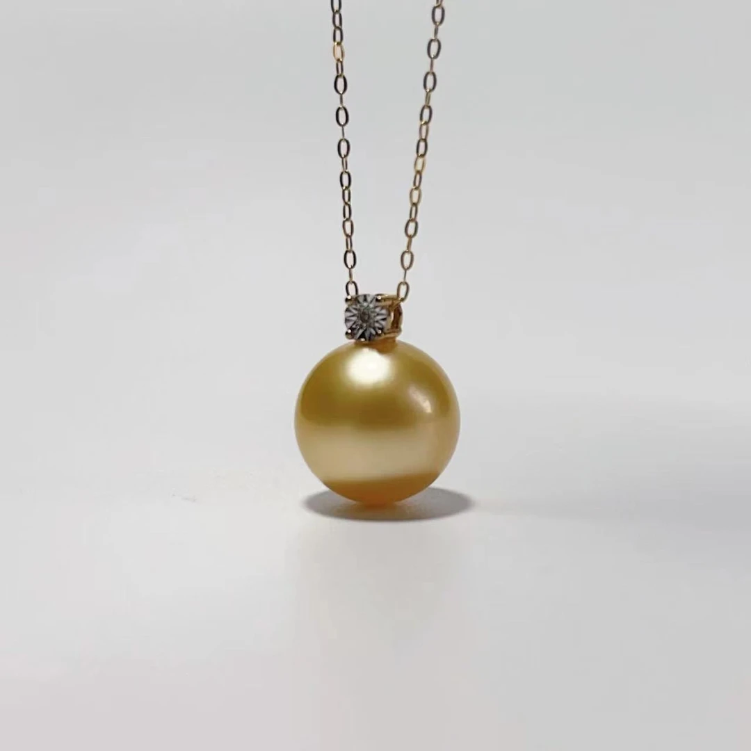 【大D】18K金/王妃款金珠吊坠/12-13MM