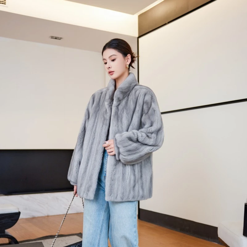 全抽刀全挖销蓝宝石原色水貂毛外套名媛百搭通勤（貂皮短款 ）气质