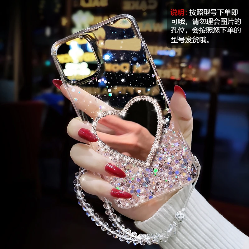 适用苹果华为12vivo/oppo/荣耀16镜子13promax闪粉14plus手机壳15