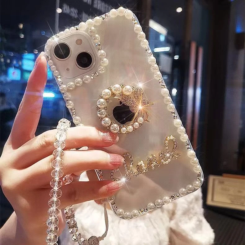 oppo/华为/荣耀/vivo/奢华苹果14promax包边防摔珍珠手机壳苹果13