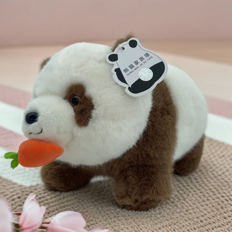 仿水貂毛西安大熊猫漫步站立七仔玩偶摆件公仔礼物基地款毛绒玩具