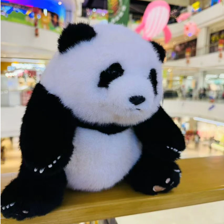 基地款大熊猫3月花花基地 仿真水貂毛玩偶摆件礼物