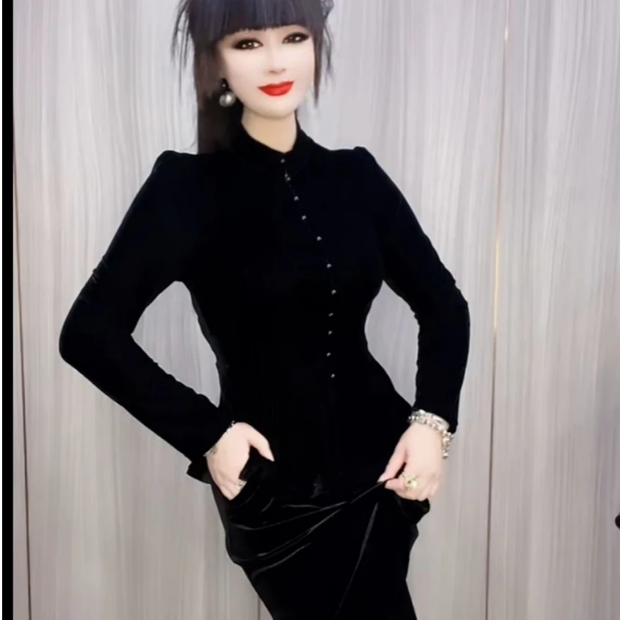 艺尚舞主播优选PYX-668女士新款丝绒上衣舞蹈拉丁吉特巴练习服