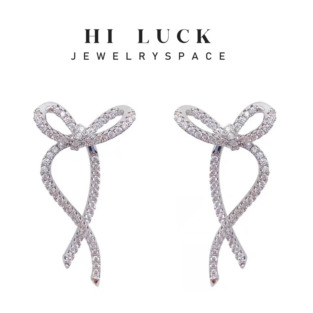 铜合金耳饰 HiLuck2024新款设计师款蝴蝶结流苏耳环轻奢气质日韩！