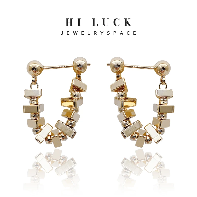 铜合金耳饰 HiLuck品牌饰品前后扣金属风简约百搭女生耳环耳圈！