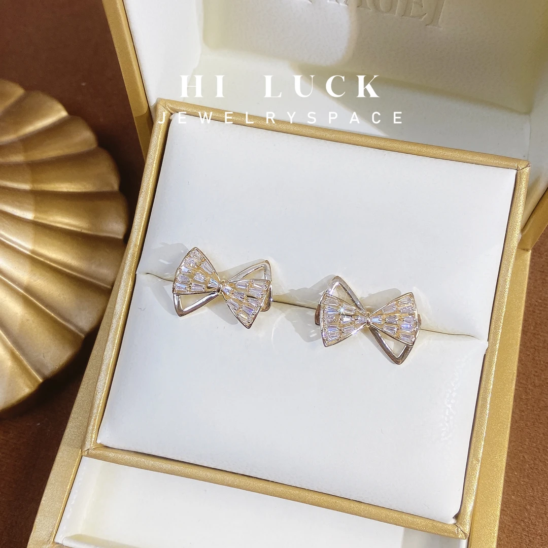 铜合金耳饰 Hiluck甜美小清新闪闪精致蝴蝶结耳环百搭气质耳饰!