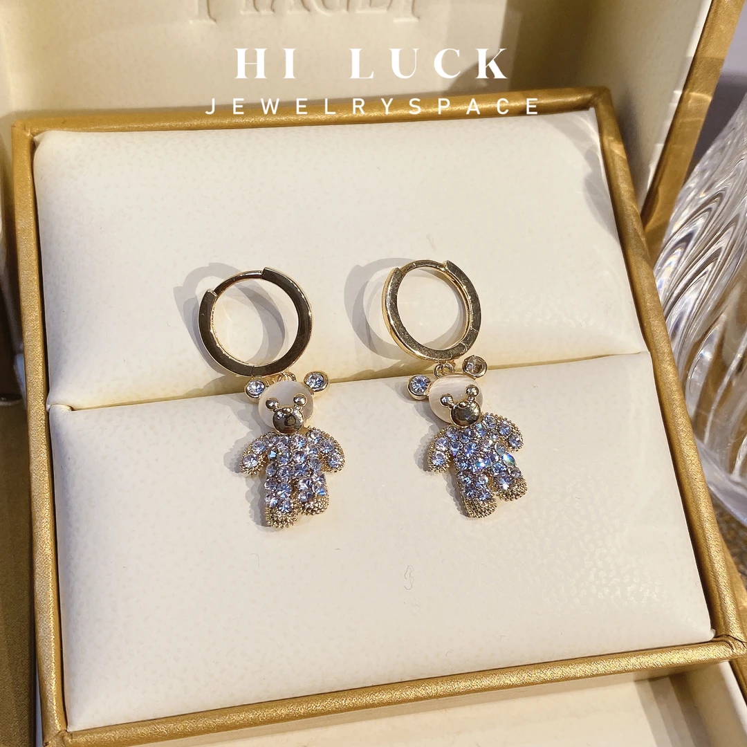 铜合金耳饰 Hiluck可爱软萌小熊吊坠耳环精致百搭洋气减龄耳饰！