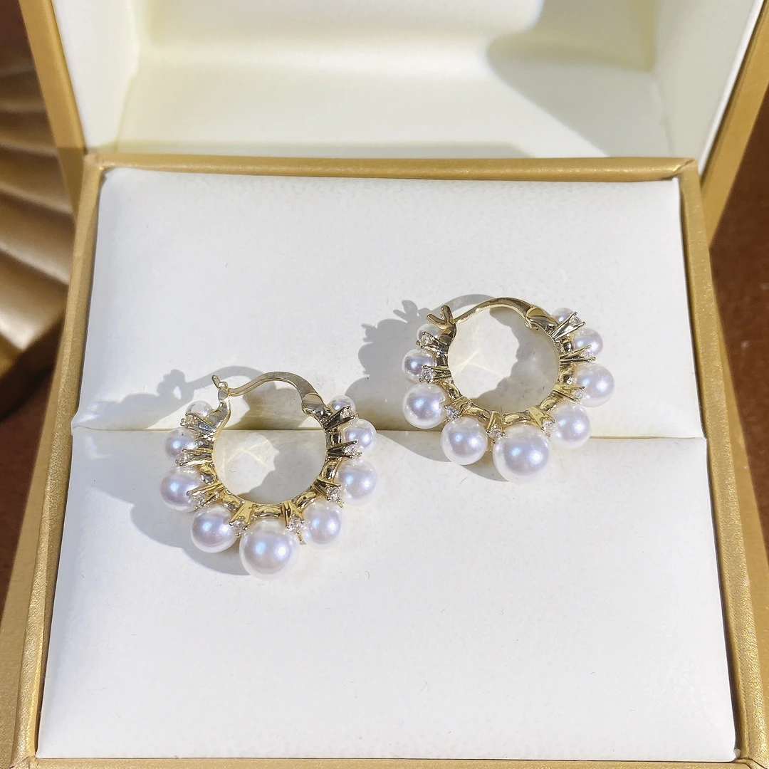 铜合金耳饰 Hiluck轻奢优雅珠珠耳环设计感时尚耳饰复古精致饰品！