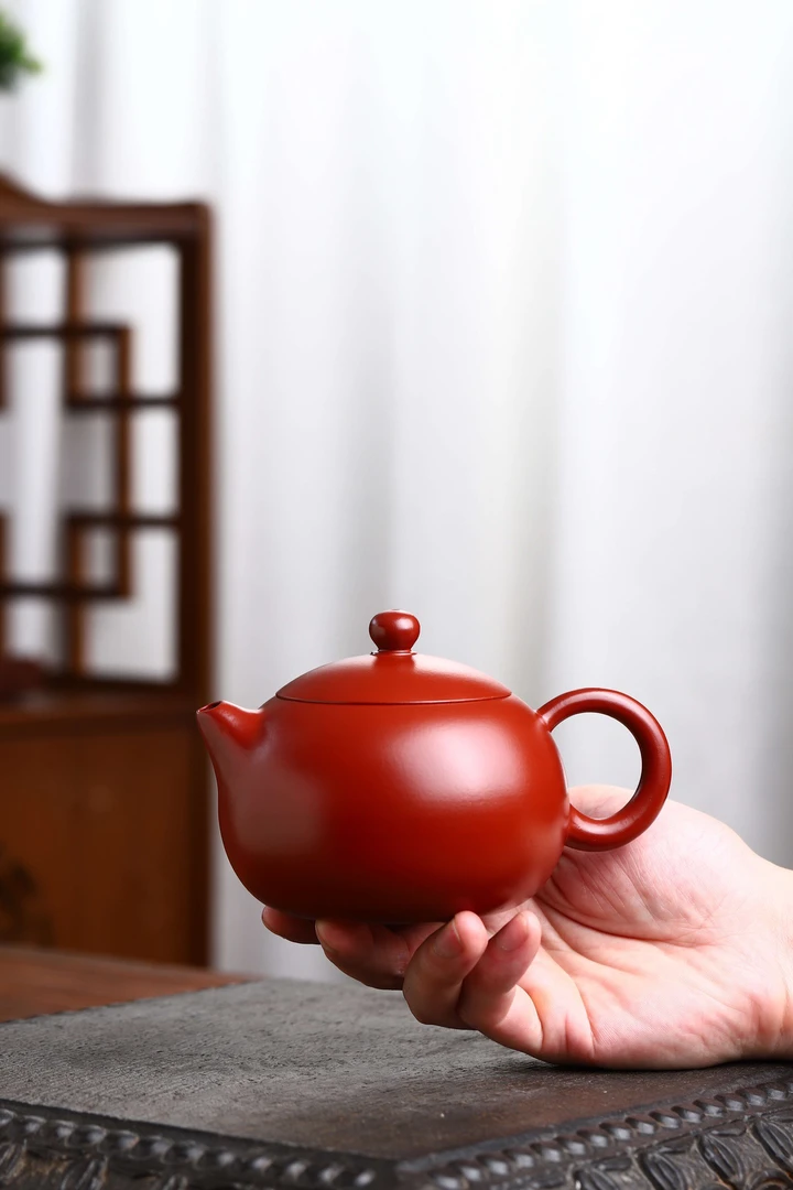 宜兴紫砂壶原矿大红袍西施壶200毫升手工