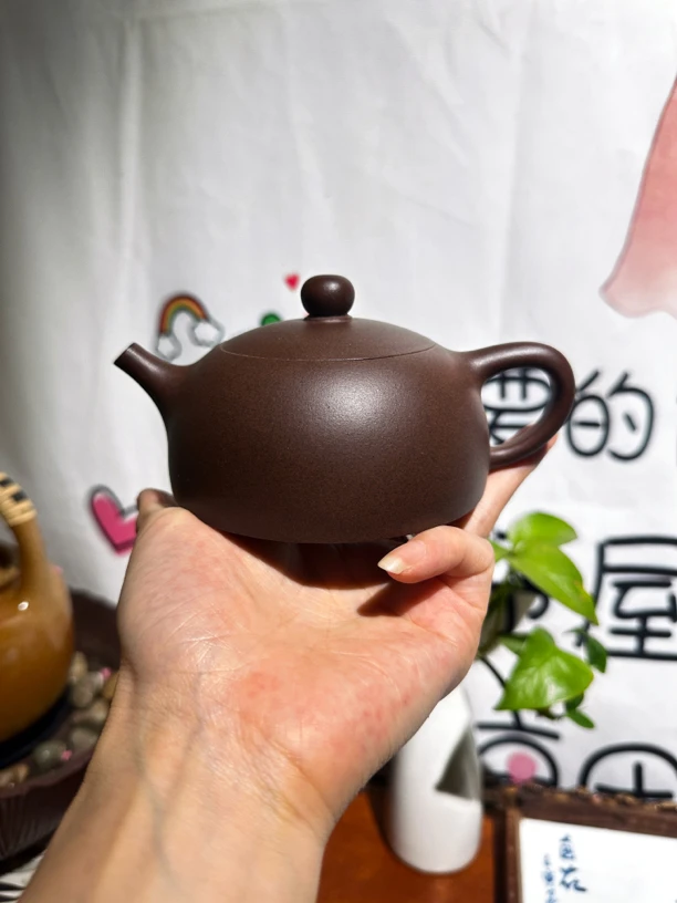 宜兴紫砂壶 半月壶 黑星土泥 庄美容老师作品