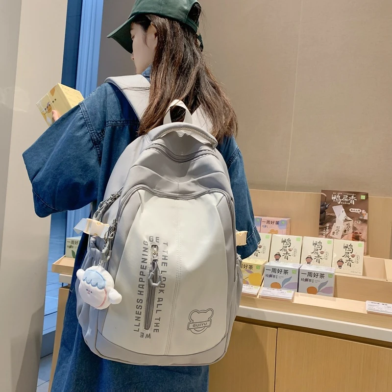 法国初中生书包女高中生撞色双肩包旅行揹包男日系韩版户外小众