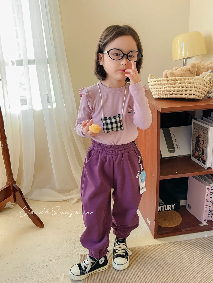 【云朵小葵】女童秋季潮流纯色木耳花边小熊时尚打底衫28631