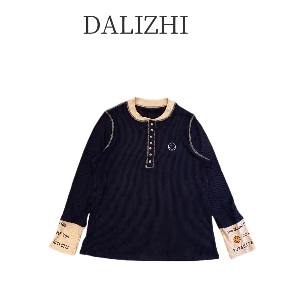 冬季大码新款撞色拼接打底衫柔软舒适时尚百搭潮流显瘦T恤MM27650