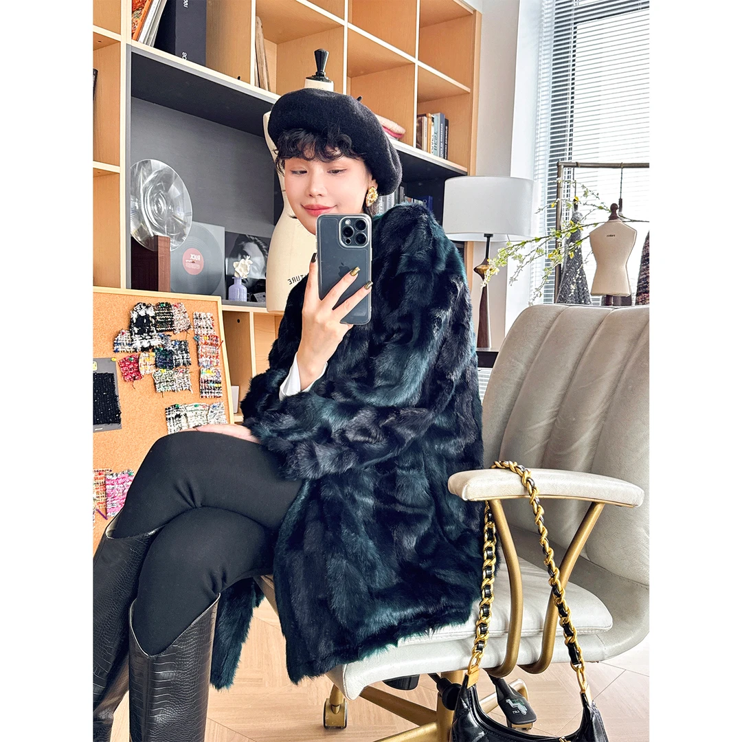 玖着 人造皮草 “新贵”意大利进口棱骨纹皮草感慵懒松弛休闲外套