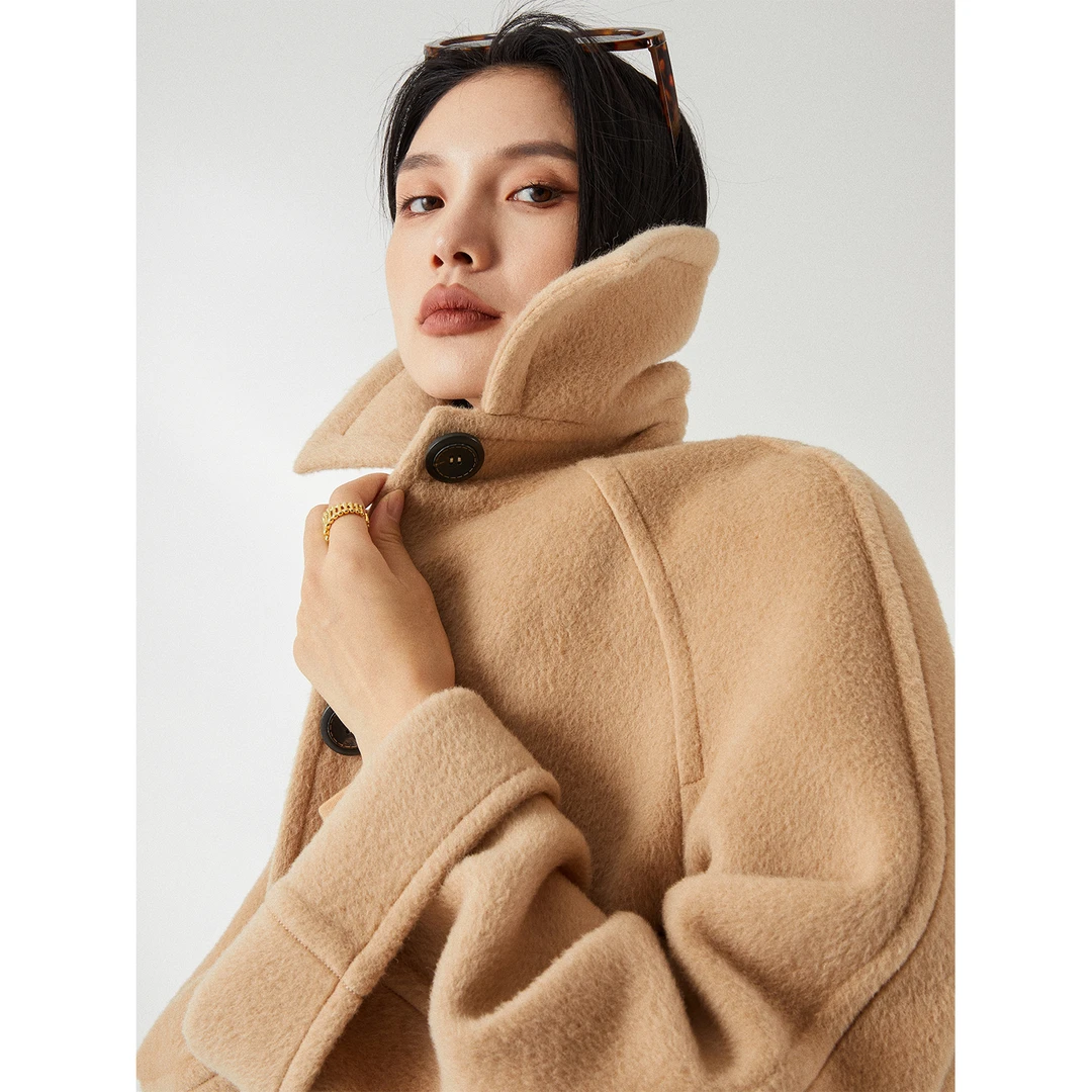 玖着"知己苏力"中古70’s意大利alpaca羊驼斗篷插肩加绒中长大衣