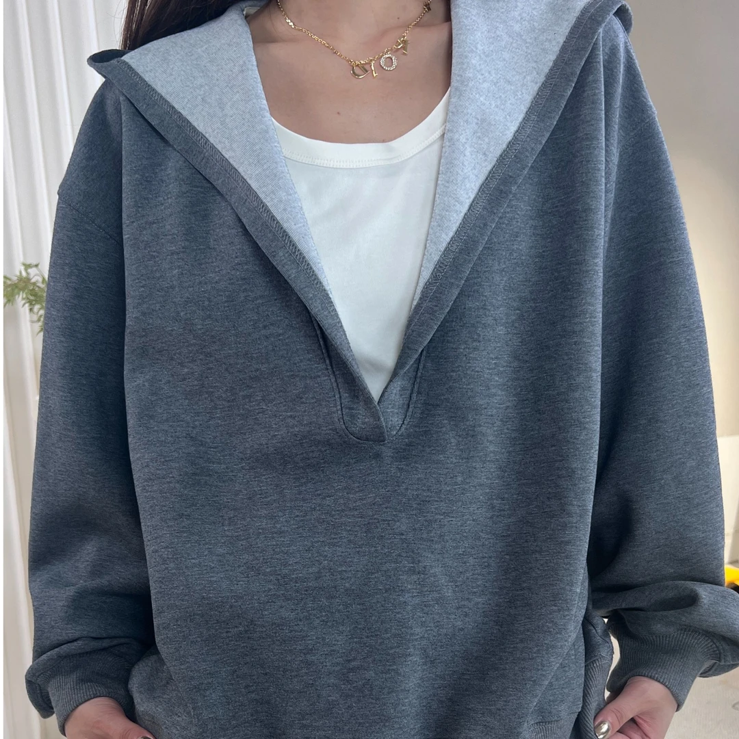 MM【慕斯】真两件卫衣慵懒风宽松显白卫衣A20240032