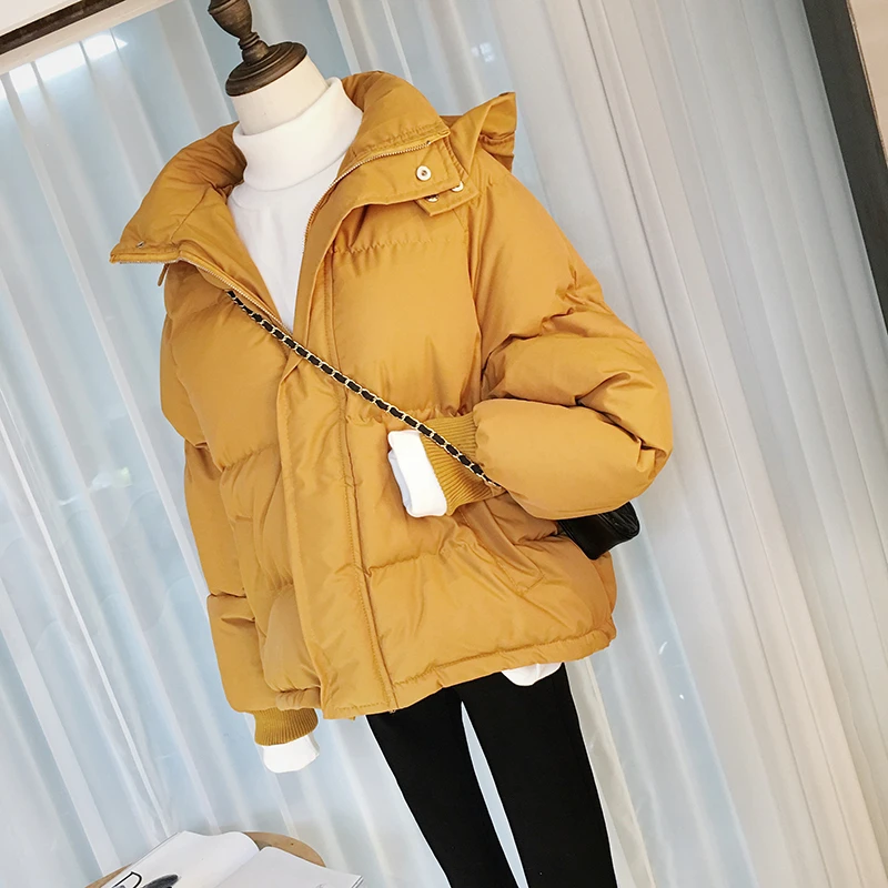 伊曼冬季羽绒服服2021新款韩版宽松面包服女冬装外套短款棉袄加