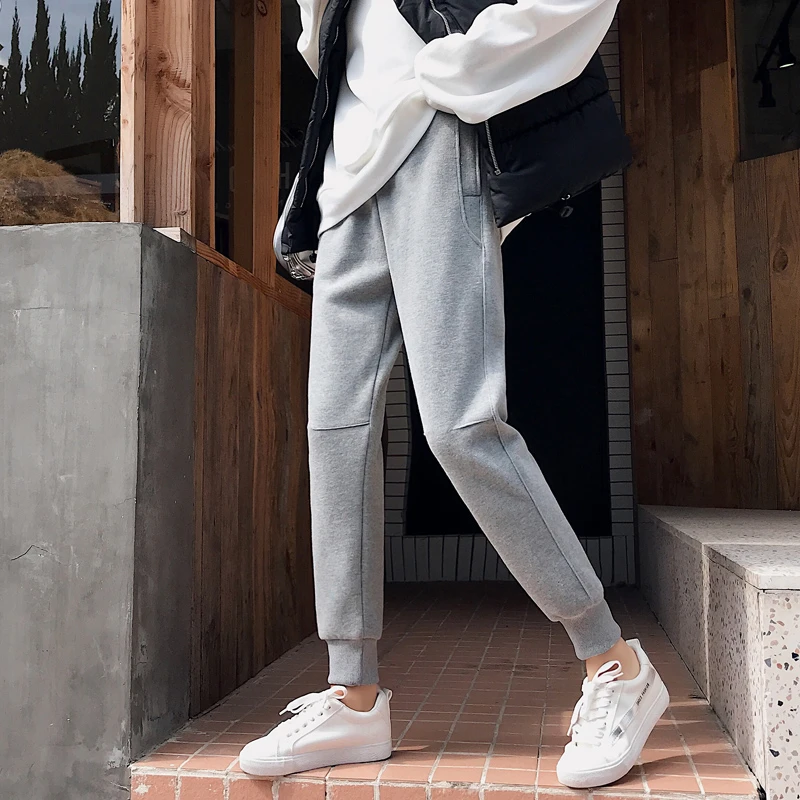 灰色运动裤女2025春秋冬新款束脚宽松加绒哈伦ins潮网红休闲卫裤