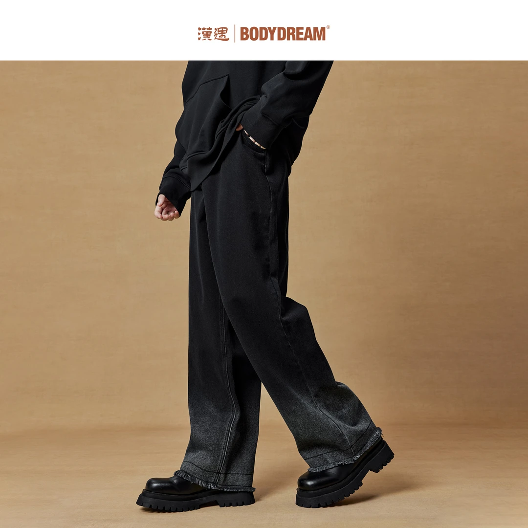 【渐变牛仔裤】BODYDREAM秋季水洗做旧牛仔裤直筒长裤男宽松休闲裤