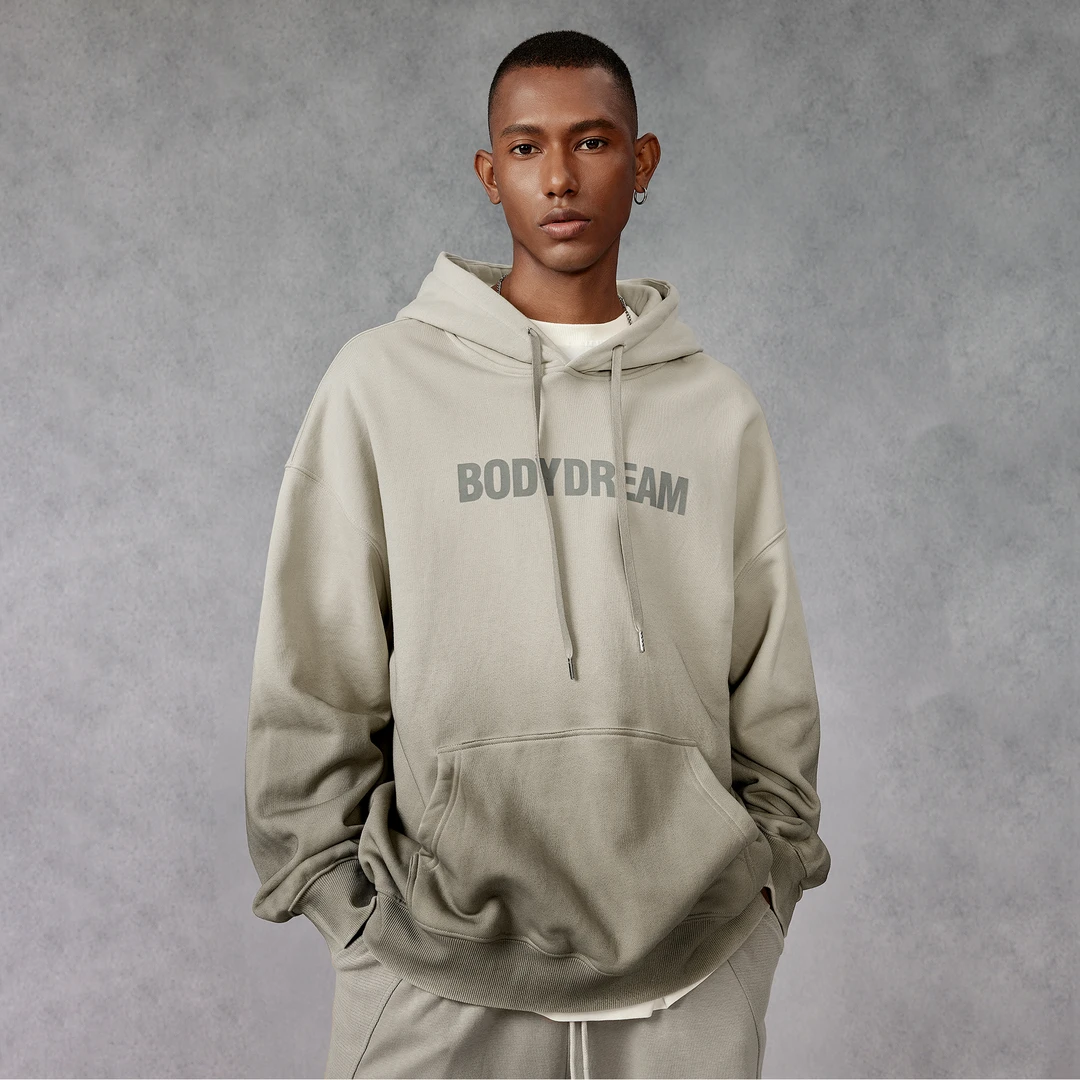 BODYDREAM秋冬新款加绒连帽卫衣潮牌炒色水洗宽松休闲运动帽衫