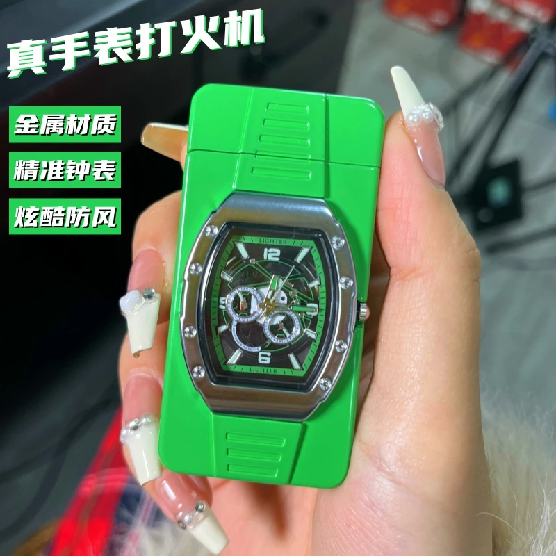 创意真手表打火机防风充气多功能金属夜光表盘高档送礼物礼品