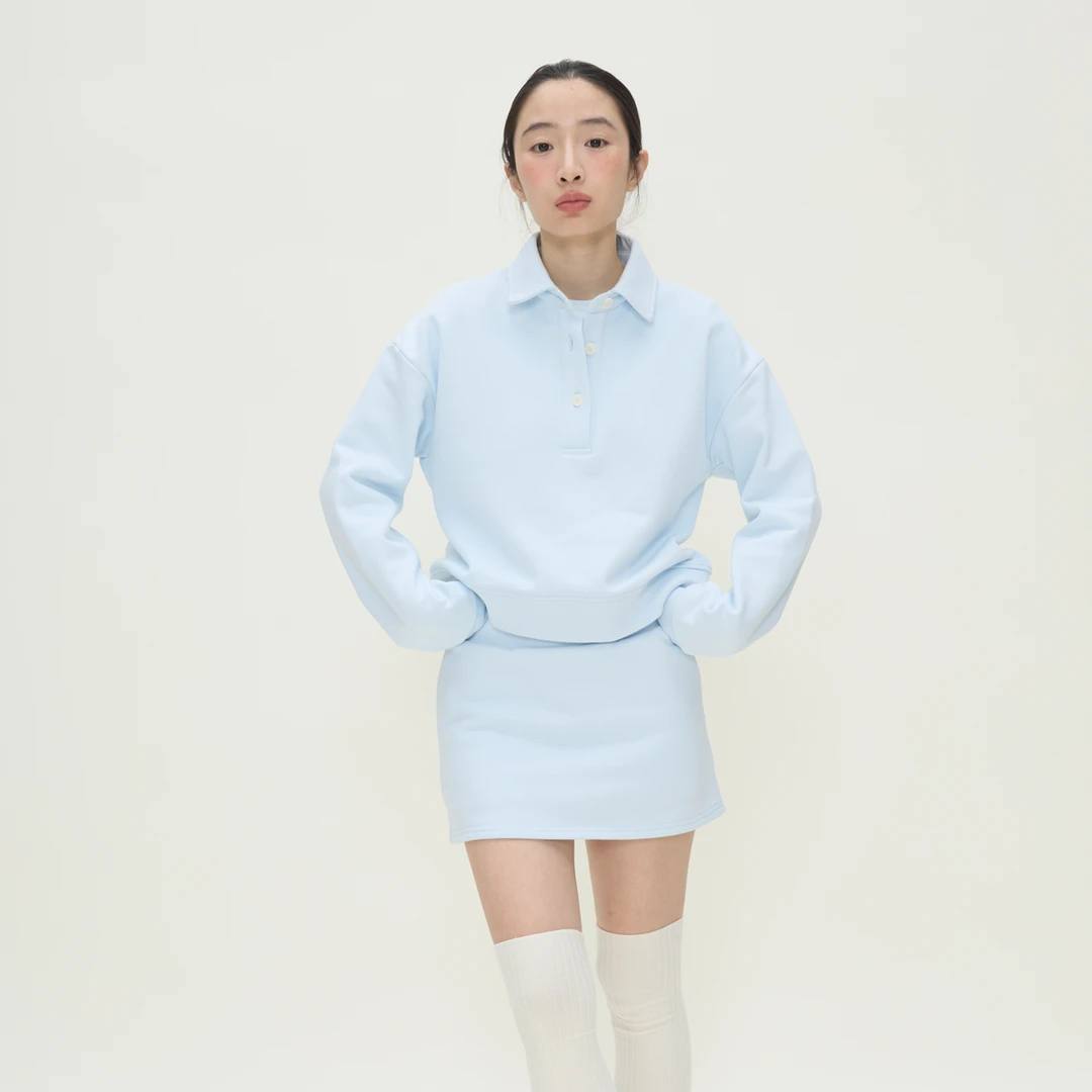 TWOI HIGHHIGH有机棉系列：polo领卫衣简约纯色翻领针织长袖秋冬