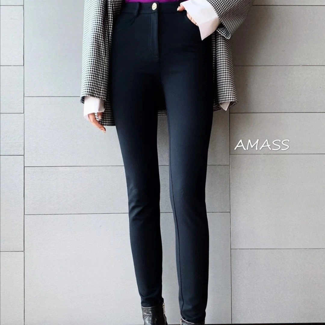 阿玛施/AMASS  经典百搭高腰显瘦加绒小黑裤 5100264
