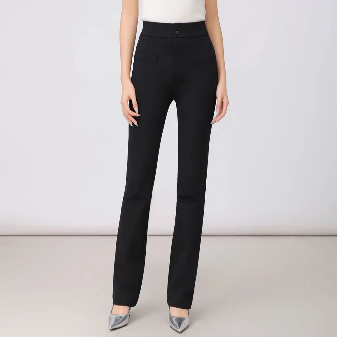 AMASS/阿玛施 秋季新款高腰铅笔裤百搭修身磨毛保暖微喇裤 510060