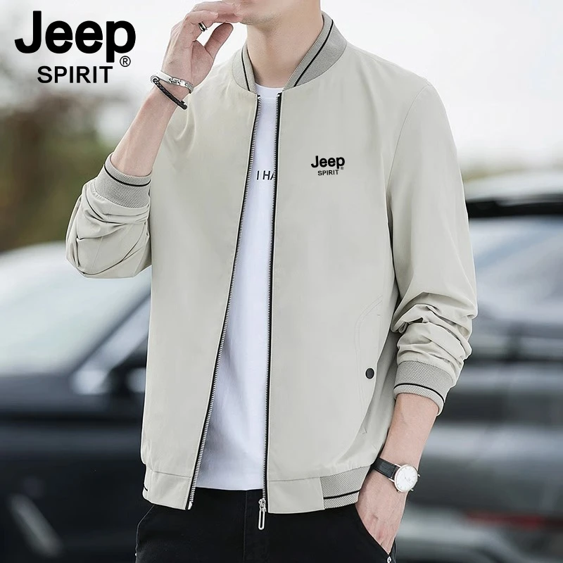 JEEP SPIRIT吉普男休闲外套商务立领2023春秋新款舒适上衣
