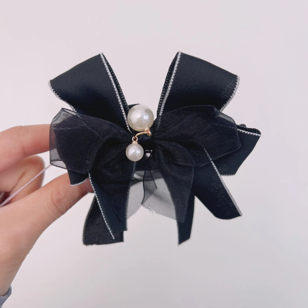 A93【满9.9包邮】花朵蝴蝶结发绳蓝色发饰