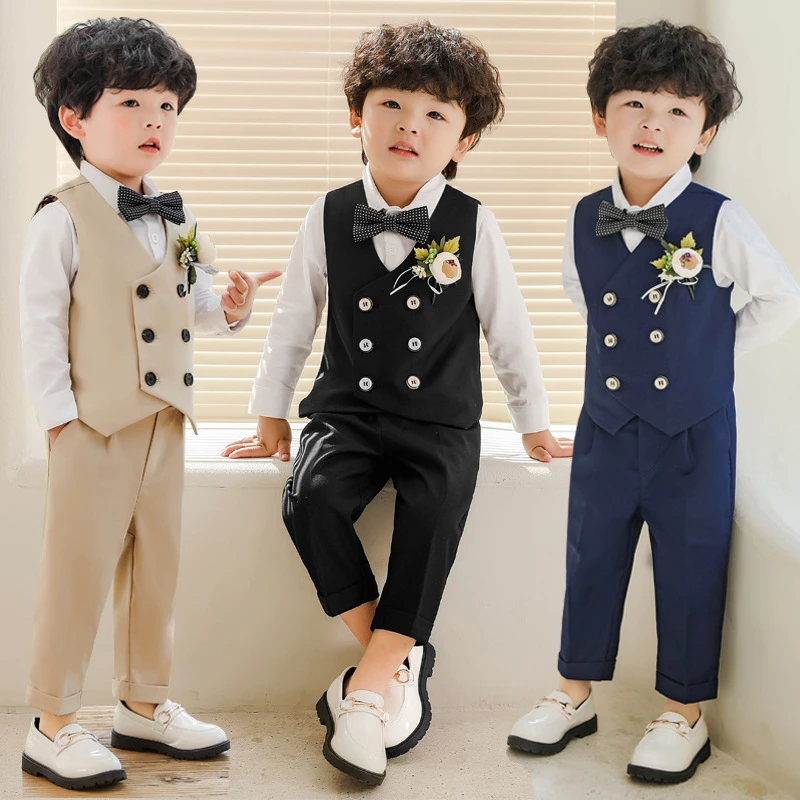 儿童西装套装男童春夏花童婚礼服宝宝周岁生日小童西服钢琴演出服