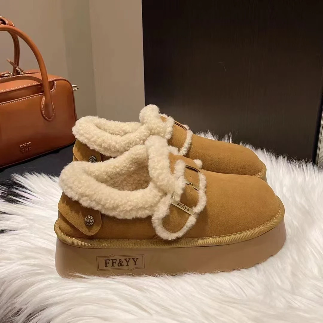 【运费补贴】2024冬季新款加绒厚底勃肯鞋懒人一脚蹬时尚舒适韩版鞋