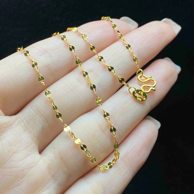 链子足银 【小魏总珠宝】金色足银kiss链