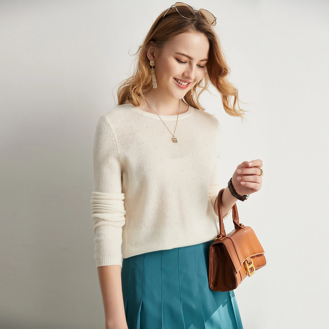 PALUOPO/帕罗时尚百搭圆领软糯套头羊绒衫 ET20008R-C1