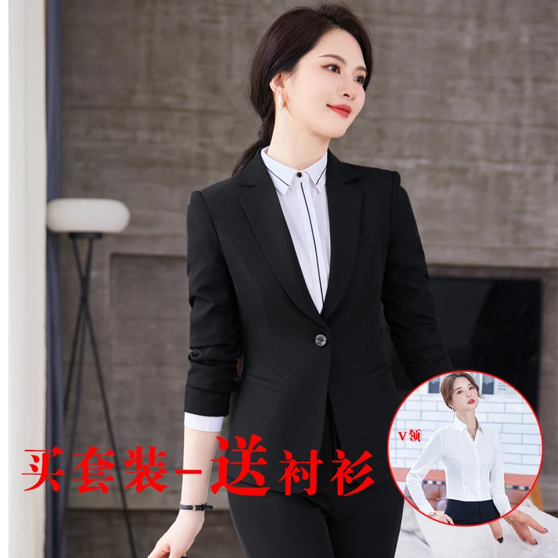 职业套装女时尚韩版修身西装套装女士百搭的气质前台面试上班秋冬