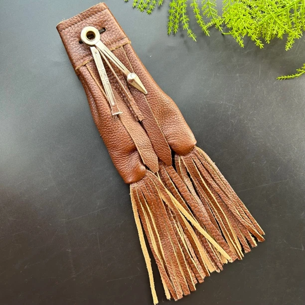 纯皮烟袋/手工制作纯皮流苏荷包/传统老式旱烟袋高档配饰