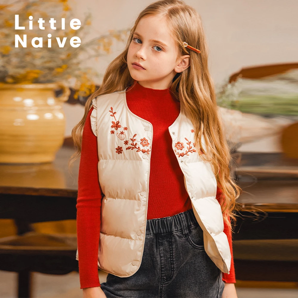 Little Naive女童羽绒马甲外穿宝宝冬季新款保暖轻薄儿童羽绒背心