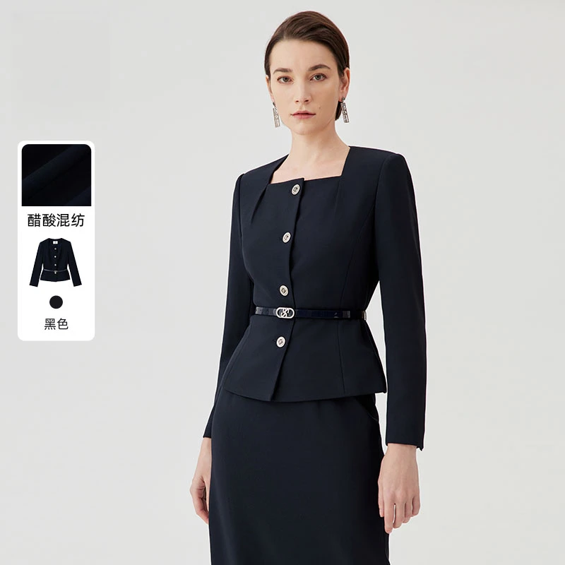 赢智尚新款时尚短款上衣女外套显瘦正装ol商务年会通勤ZB00669