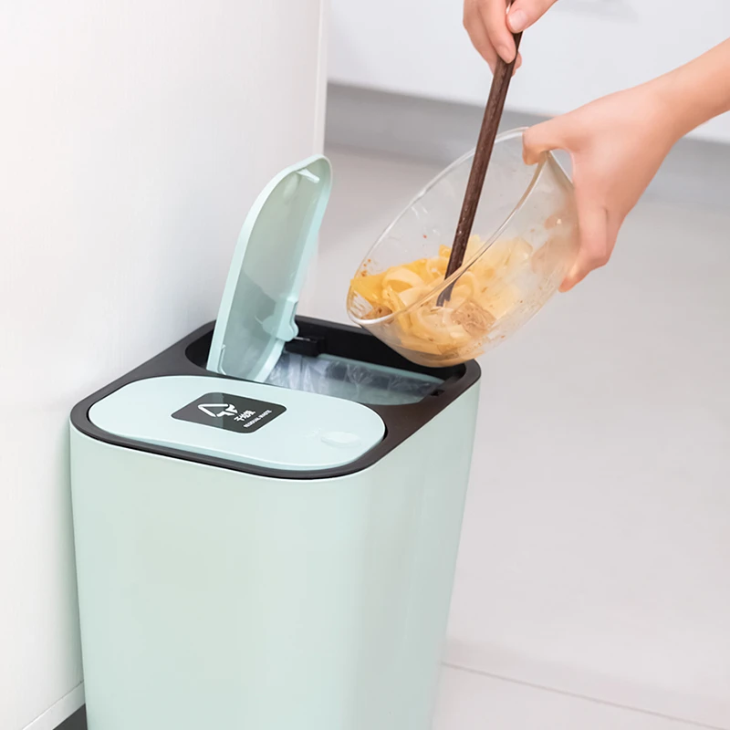 日式分类垃圾桶按压式干湿分离家用厨房客厅浴室带盖卫生间纸篓