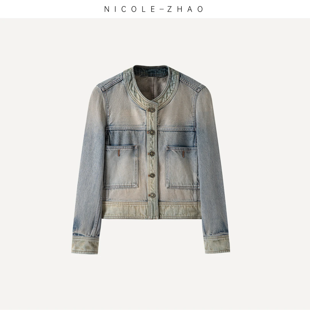 NZ0772/NZ0801【贵姐NICOLE】设计感土耳其进口面料做旧牛仔外套