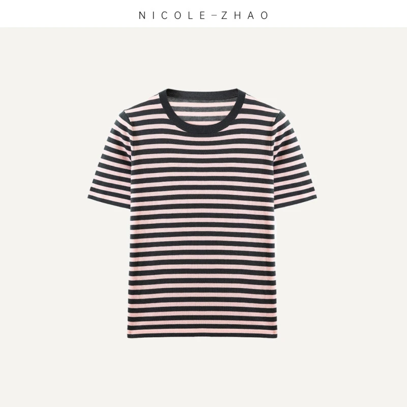 SM2188【贵姐NICOLE】高端设计师款早春新款T恤针织出游情侣短袖