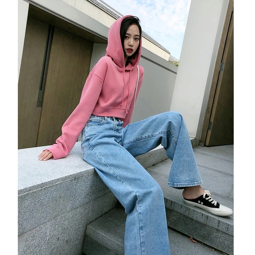 Mèche秋季ins健身宽松短款连帽运动卫衣休闲套头衫瑜伽长袖上衣女
