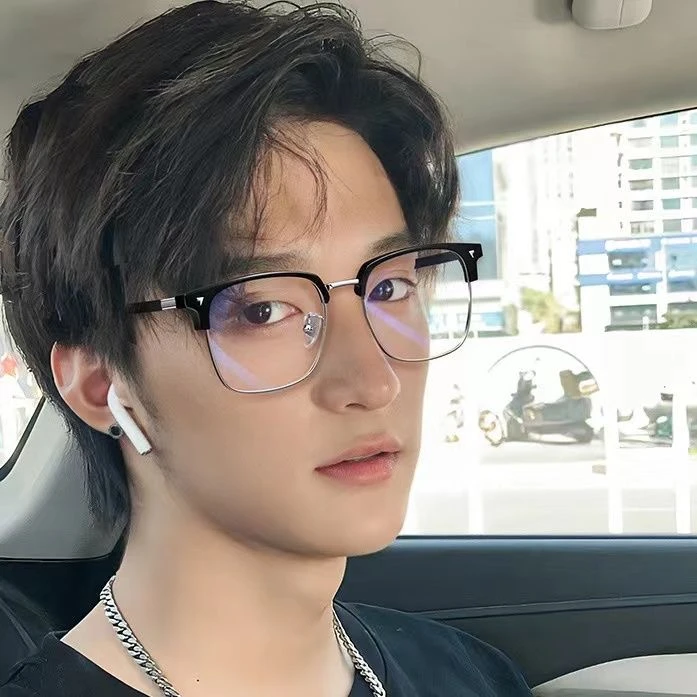 溯源好物角标半框复古理工男眼镜防蓝光防辐射可配近视度数平光