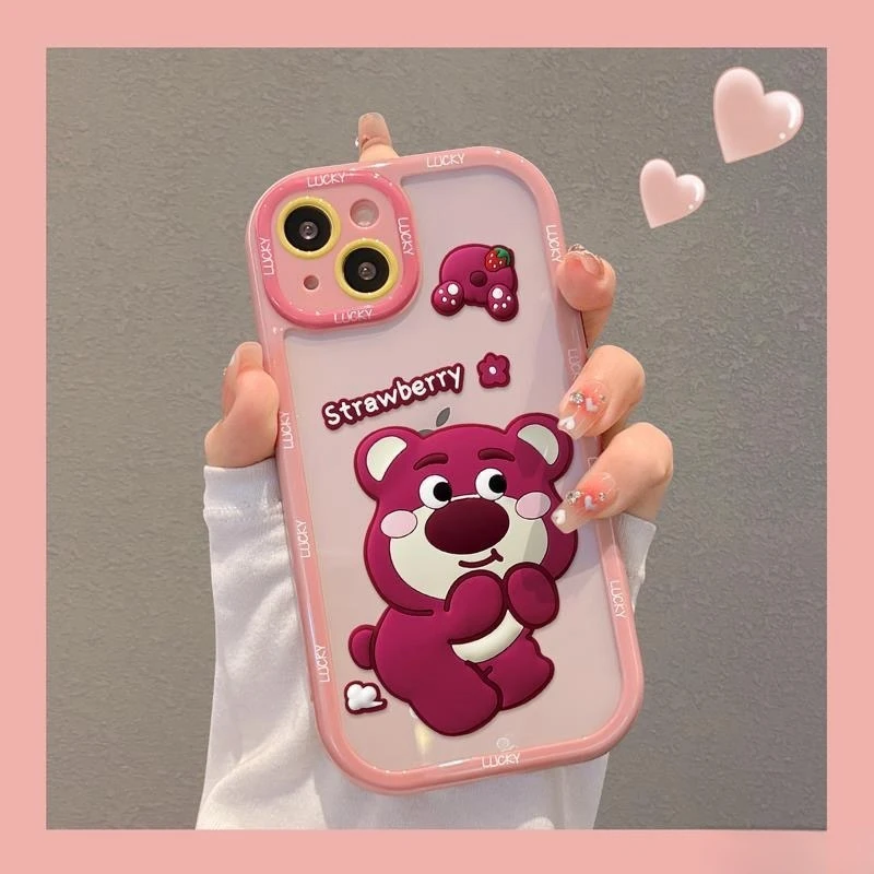 草莓熊适用iPhone15/14promax手机壳13女12华为/oppo/小米/vivo
