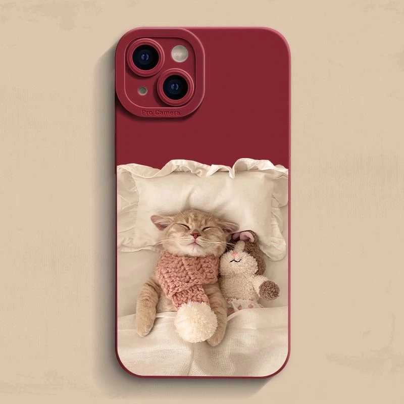 粉衣猫咪适用iPhone15/14promax手机壳13女12华为/oppo/小米/vivo