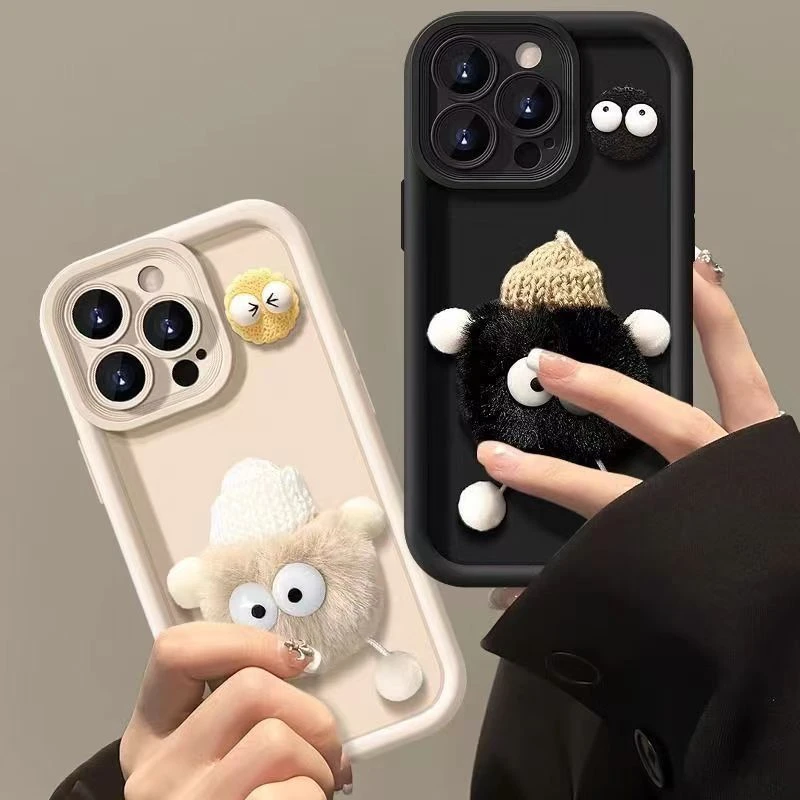 单色煤球适用iPhone15/14promax手机壳13女12华为/oppo/小米/vivo