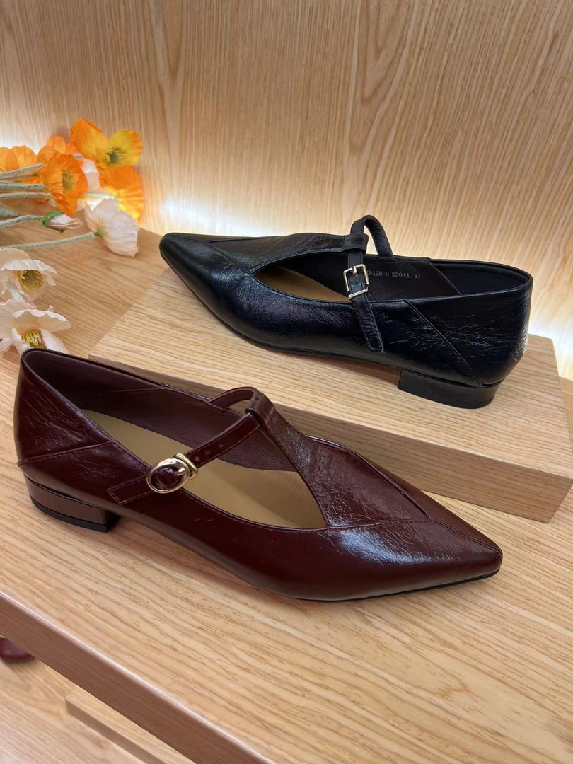 2024秋季新款高品质乐福鞋真皮粗跟英伦风尖头百搭时尚女鞋2933