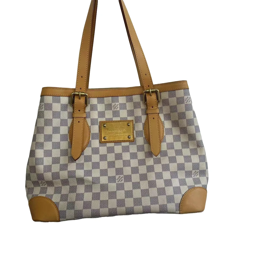 90新 LouisVuitton/路易威登 白棋盘格金牌托特手提包