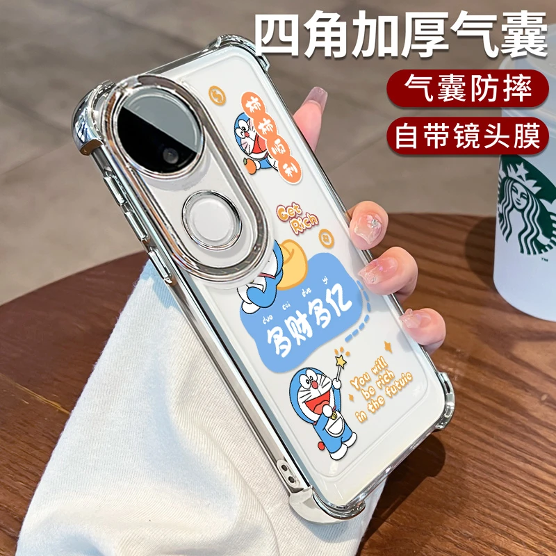 自带镜头膜适用vivoS20手机壳透明高颜值s20pro外壳卡通气囊防摔i